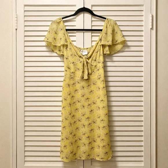 Line & Dot Yellow Floral Mini Dress - Picture 1 of 4